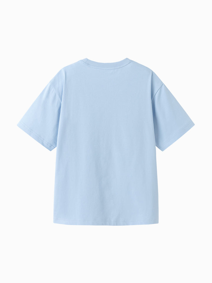 Powder Blue Toddler Boy Round V-Neck Short Sleeve T-Shirt