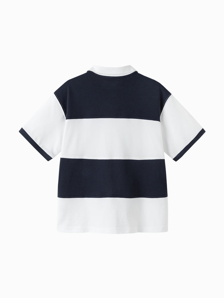 White Blue Toddler Boy Lapel Short-Sleeved T-Shirt