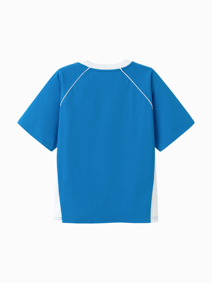 Blue Toddler Unisex Round V-Neck Short Sleeve T-Shirt