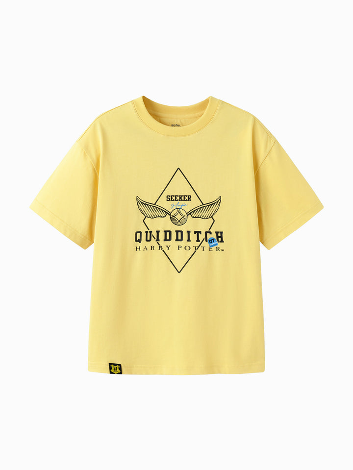 Medium Yellow Toddler Unisex Round V-Neck Short Sleeve T-Shirt