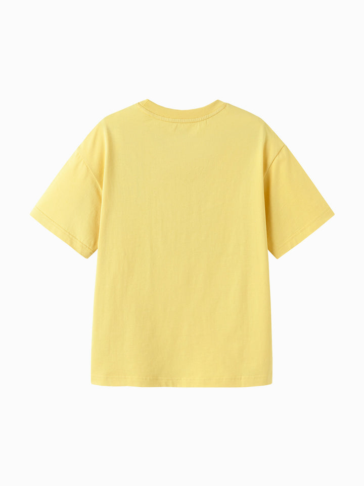 Medium Yellow Toddler Unisex Round V-Neck Short Sleeve T-Shirt