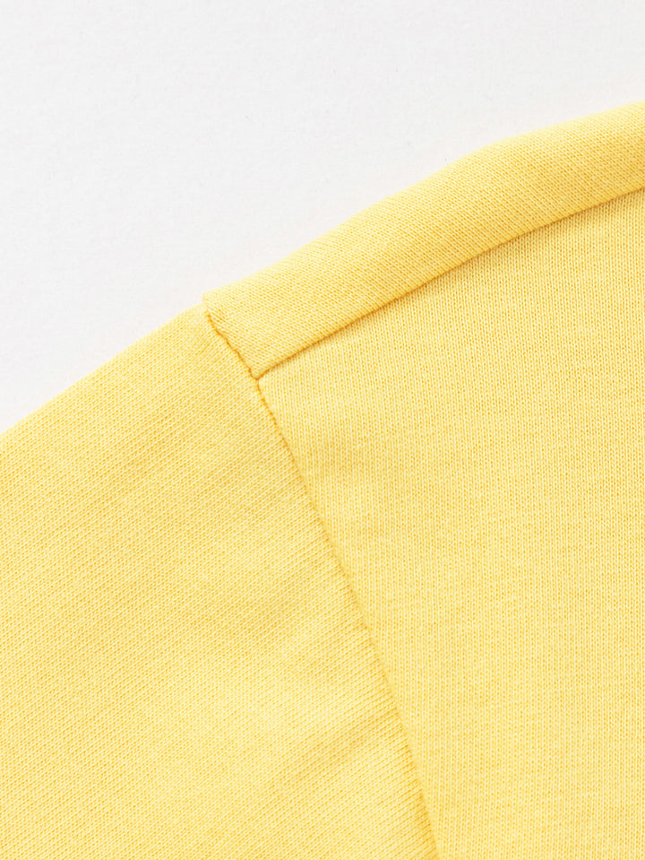 Medium Yellow Toddler Unisex Round V-Neck Short Sleeve T-Shirt