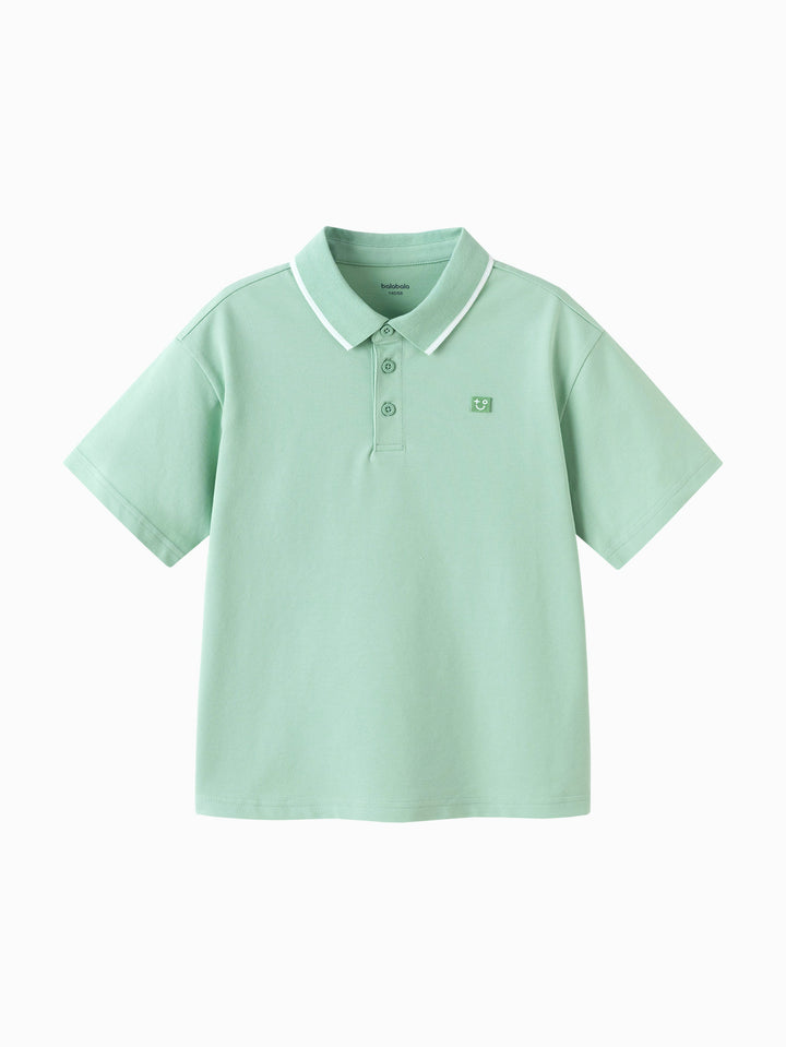 Green Toddler Boy Lapel Short-Sleeved T-Shirt