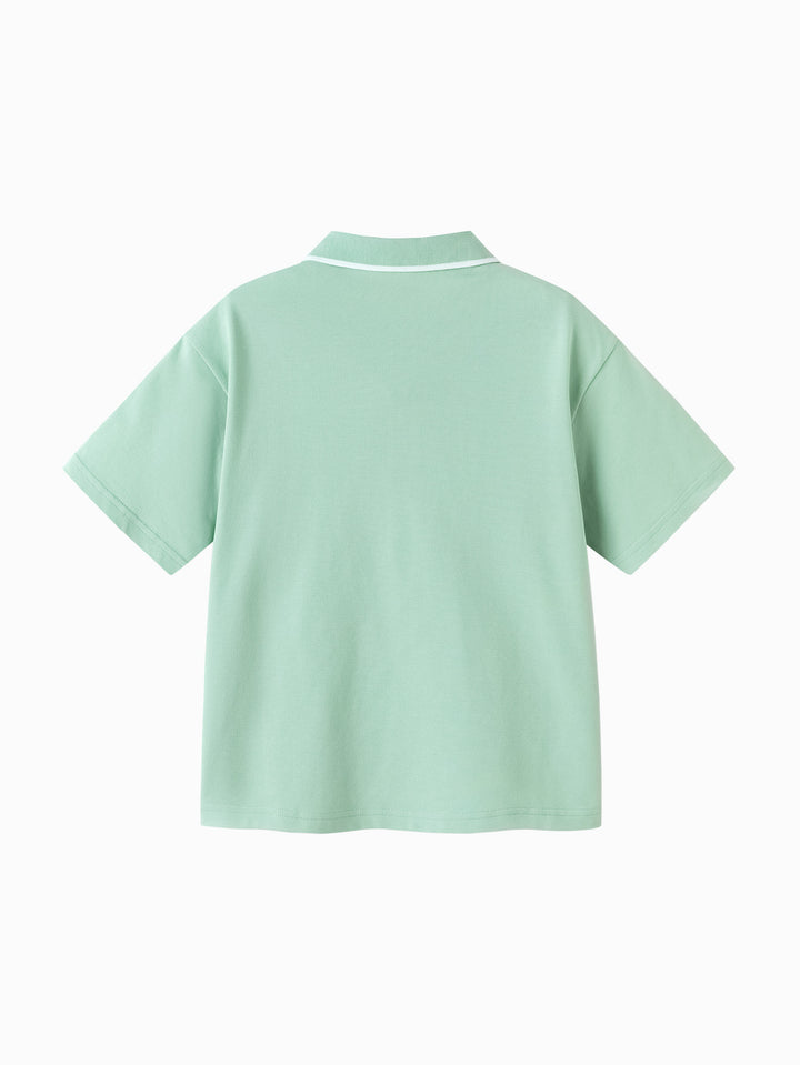 Green Toddler Boy Lapel Short-Sleeved T-Shirt