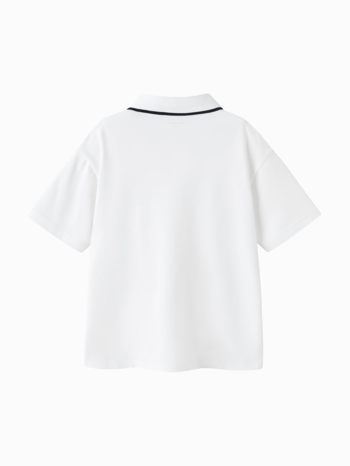 Raw White Toddler Boy Lapel Short-Sleeved T-Shirt