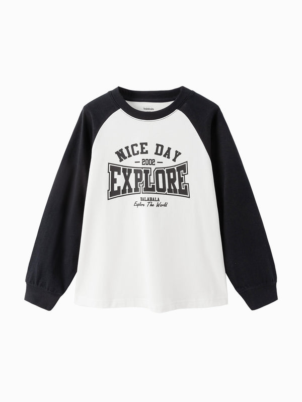 Unisex Daily Life Black White Hue Letter Long Sleeve T-Shirt