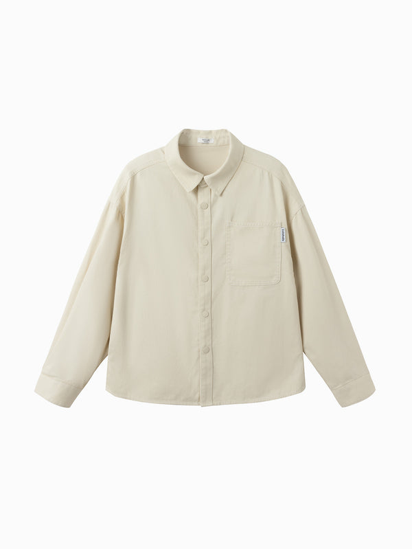 Unisex Daily Life Cultch Beige/Shell Khaki Solid Color Long Sleeve Shirt