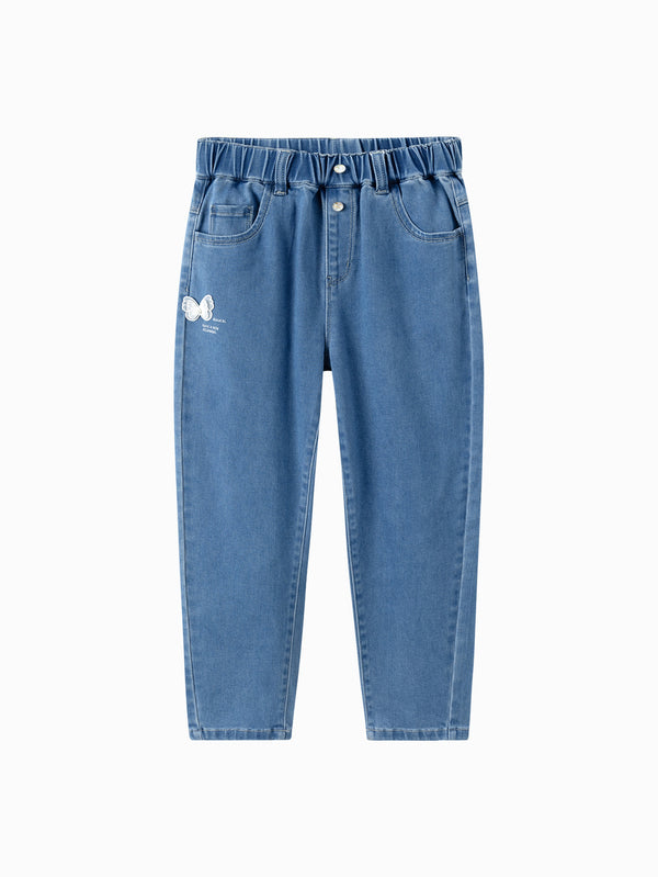 Pantalon en denim bleu uni pour fille