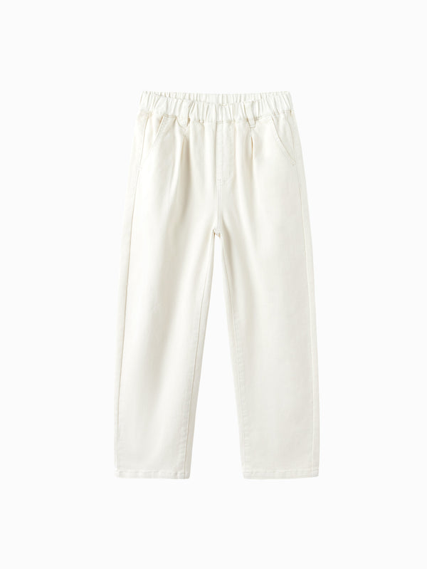 Girl Daily Life White Hue Solid Color Trousers