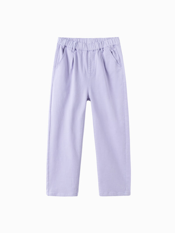 Girl Daily Life Purple Hue Solid Color Trousers