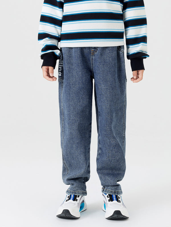 Boy Trend Scenarios Denim Dark Blue Letter Trousers