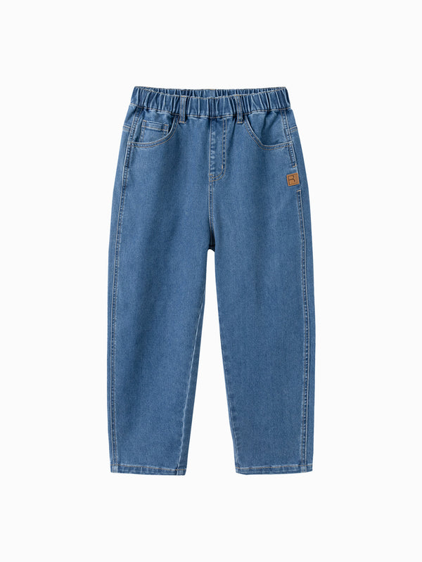 Boy Daily Life Denim Pale Blue Solid Color Trousers