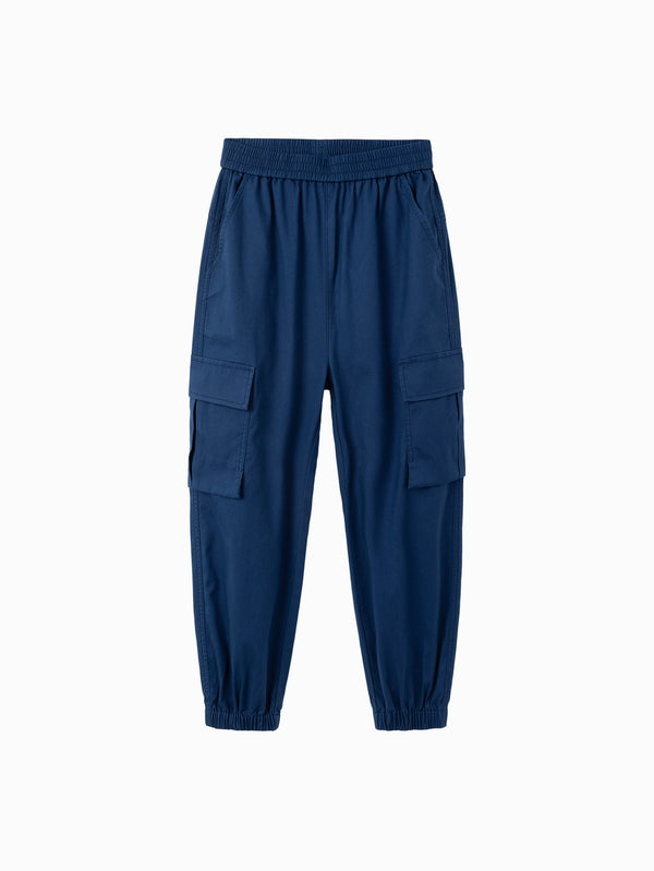 Boy Daily Life Dark Blue Solid Color Trousers