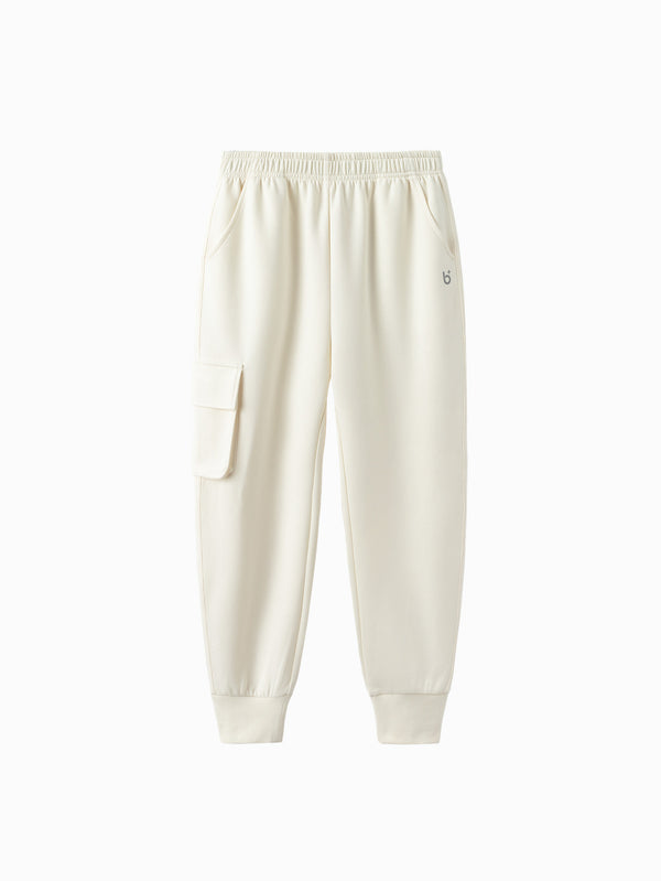 Unisex Daily Life Cream White Solid Color Trousers