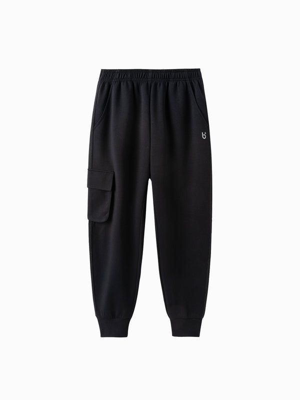 Unisex Daily Life Black Solid Color Trousers