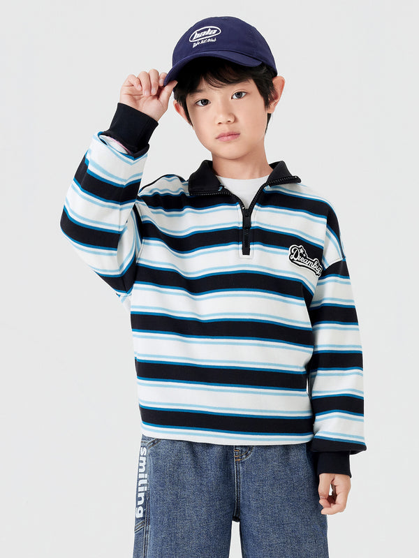 Boy Trend Scenarios Blue Black Hue Stripes Hoody