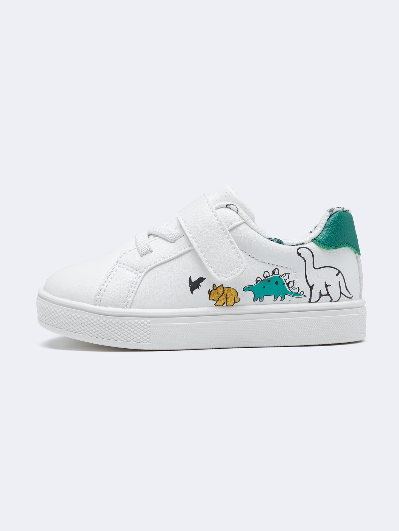 Balabala Baby Boy Dinosaur Cartoon Hook and Loop Fastener Sneakers AZ White 21