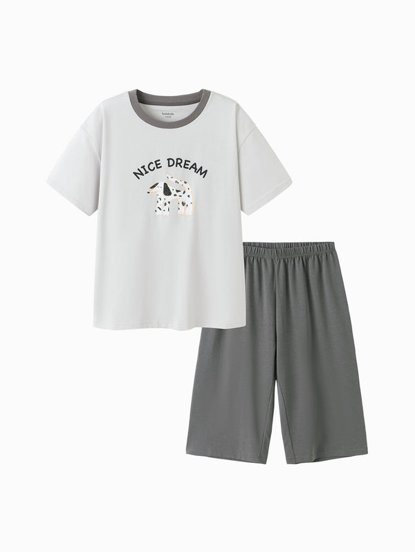 White Gray Toddler Unisex Home-Wear Suit