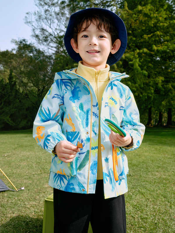 Windproof and Rainproof Two-Piece Set Toddler Unisex Colorful Printed Outdoor Jacket