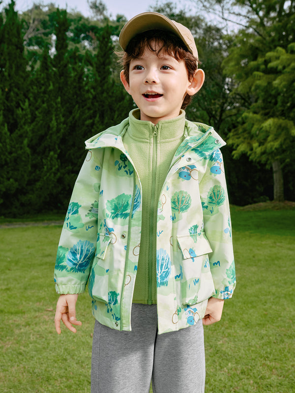 St. Patrick's Day Green Windproof and Rainproof Two-Piece Set Toddler Unisex Colorful Printed Outdoor Jacket