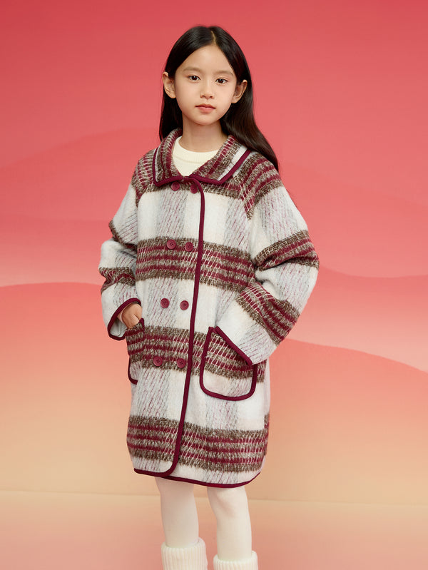 Red White Woollen Coat