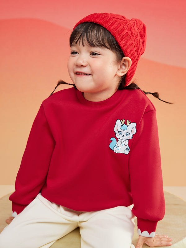 Chinese Red Long Sleeve Sweatshirt & Hoody