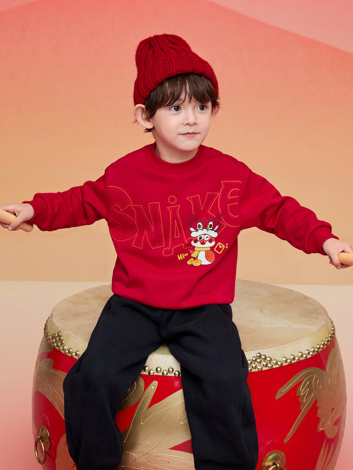 Chinese Red Long Sleeve Sweatshirt & Hoody