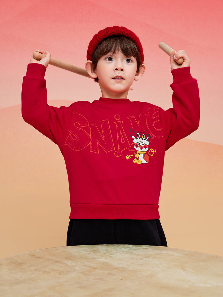 Chinese Red Long Sleeve Sweatshirt & Hoody