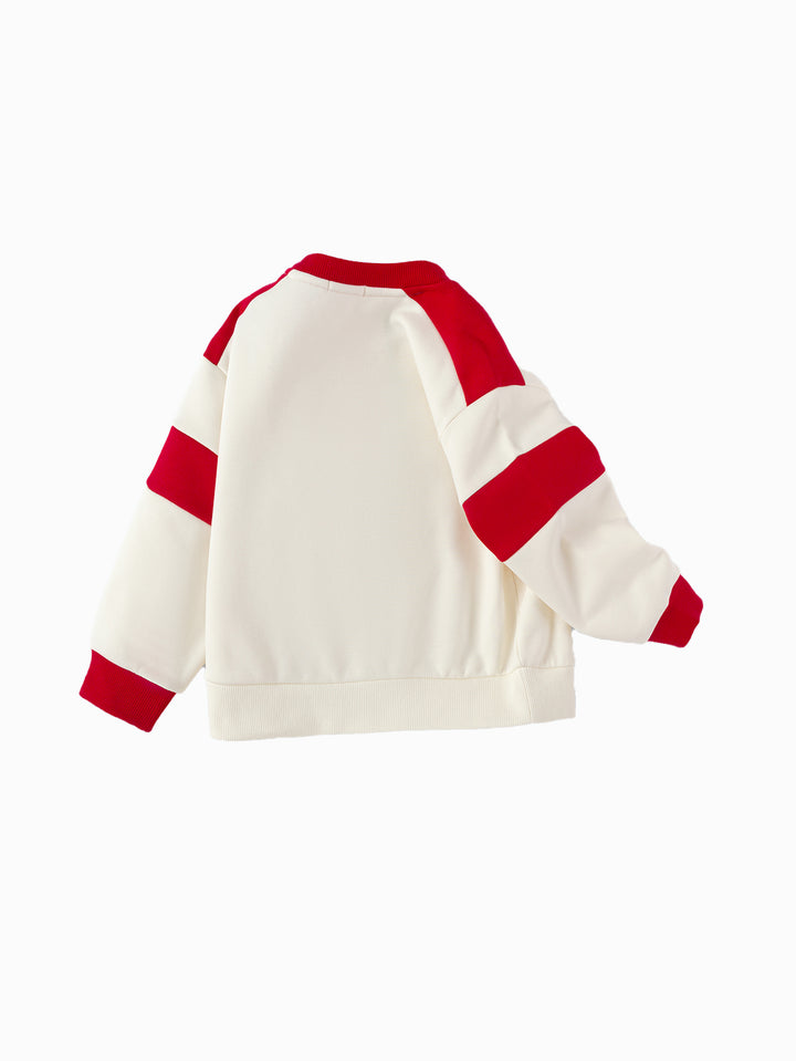 White Red Long Sleeve Sweatshirt & Hoody