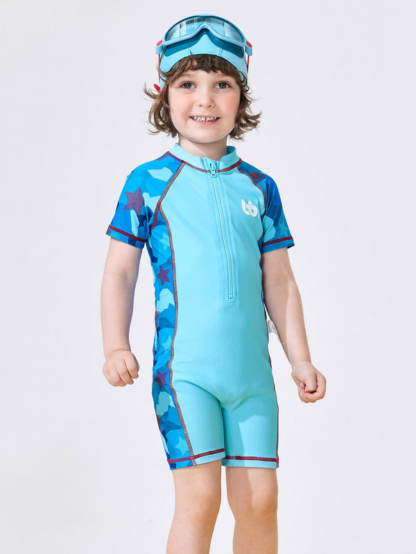 toddler unisex Colorful Swimsuit One-piece (free swim cap)