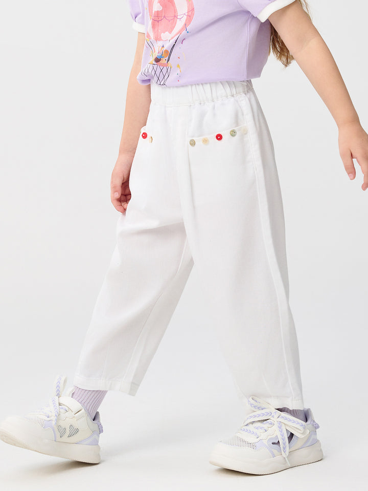 Beige Toddler Girl Denim Pants