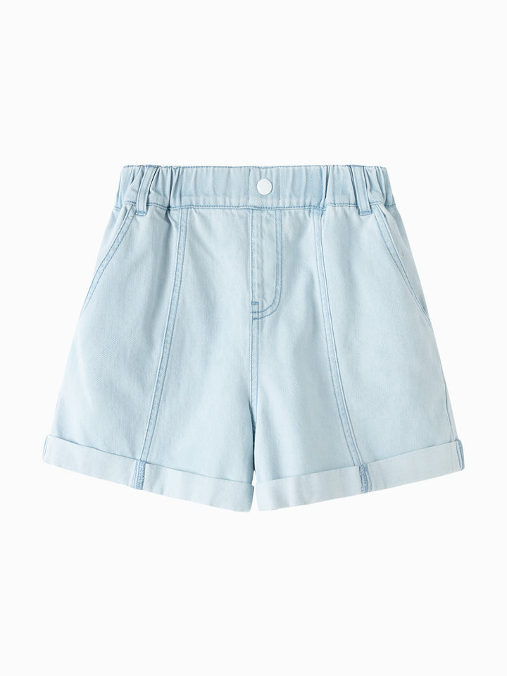 Light Denim Blue Kids Girl Denim Shorts