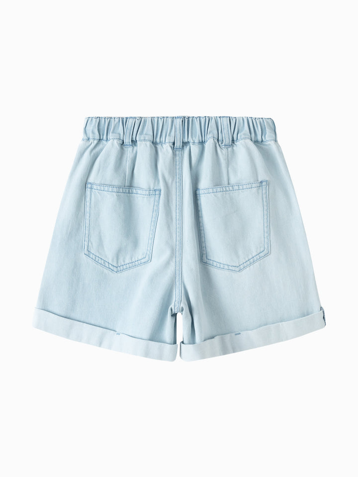 Light Denim Blue Kids Girl Denim Shorts