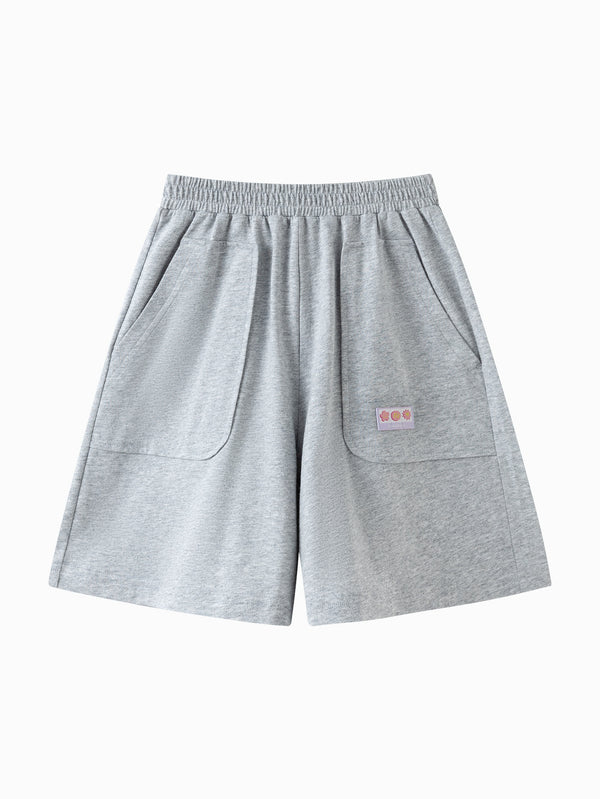 Light Melange Gray Kids Girl Knit Shorts