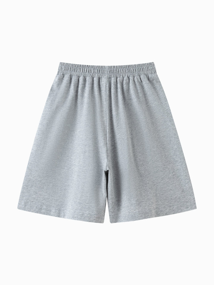 Light Melange Gray Kids Girl Knit Shorts