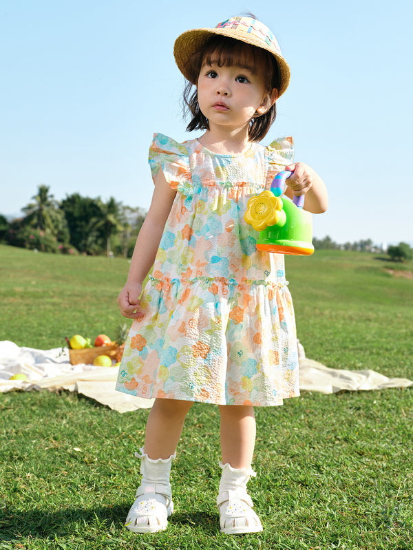 White Red Baby Girl Woven Dress