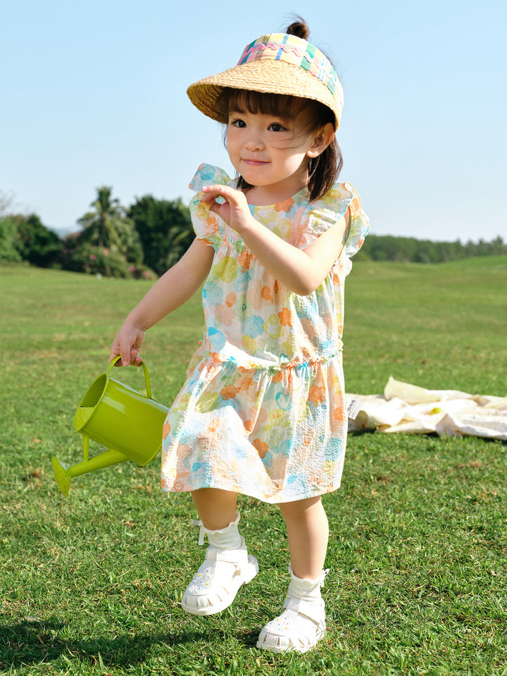 White Red Baby Girl Woven Dress