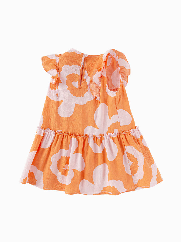 Yellow Melange Baby Girl Woven Dress