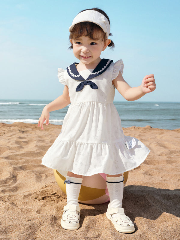 White Baby Girl Woven Dress