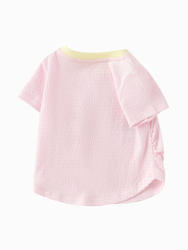 Visions Pink Baby Girl Round V-Neck Short-Sleeved T-Shirt