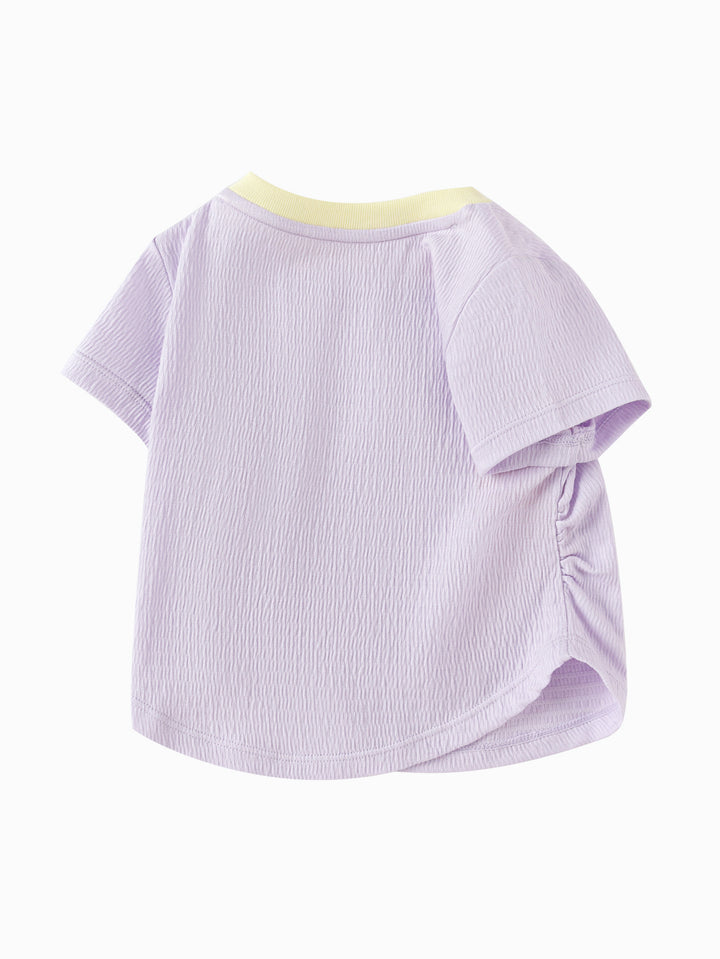 Purple Baby Girl Round V-Neck Short-Sleeved T-Shirt