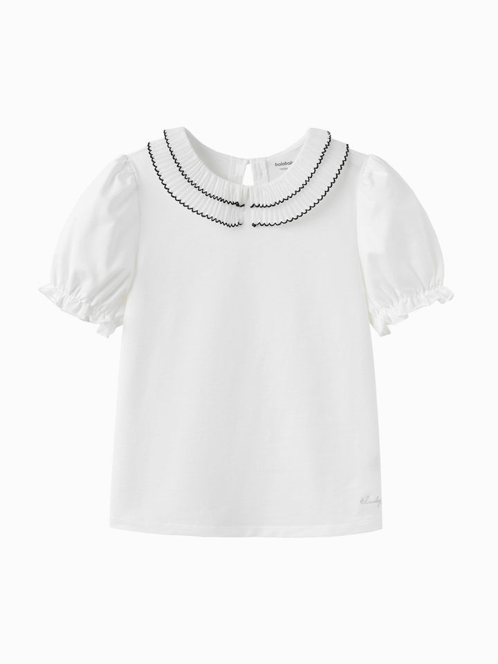 Off-White Kids Girl Lapel Short-Sleeved T-Shirt