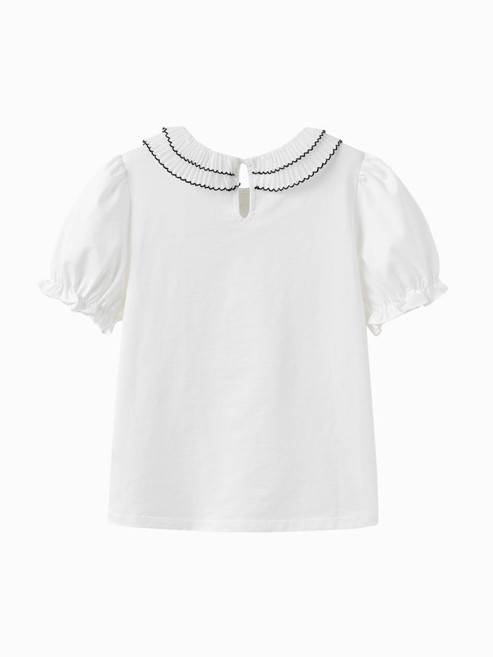 Off-White Kids Girl Lapel Short-Sleeved T-Shirt