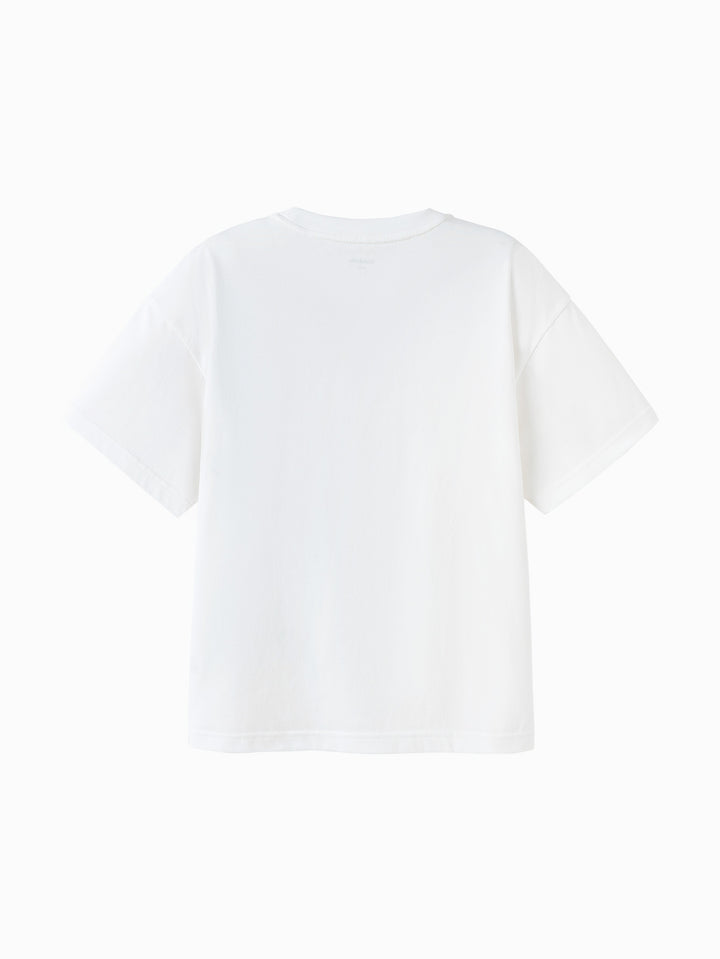 Raw White Kids Boy Round V-Neck Short-Sleeved T-Shirt