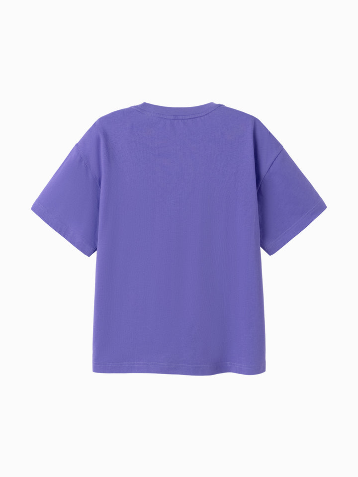 Deep Purple Kids Boy Round V-Neck Short-Sleeved T-Shirt