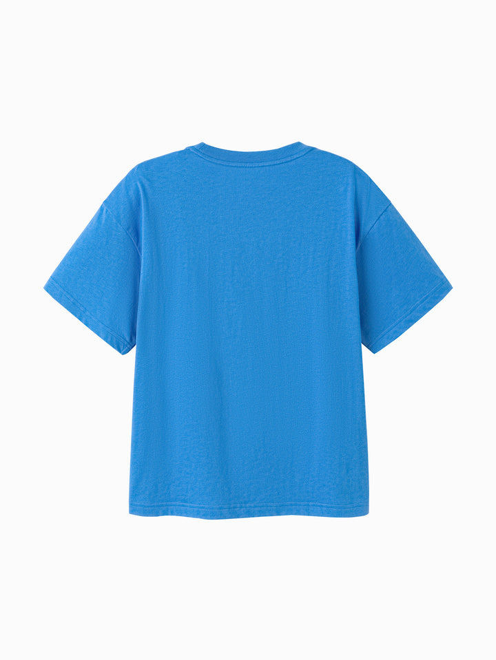 Ocean Blue Kids Boy Round V-Neck Short-Sleeved T-Shirt