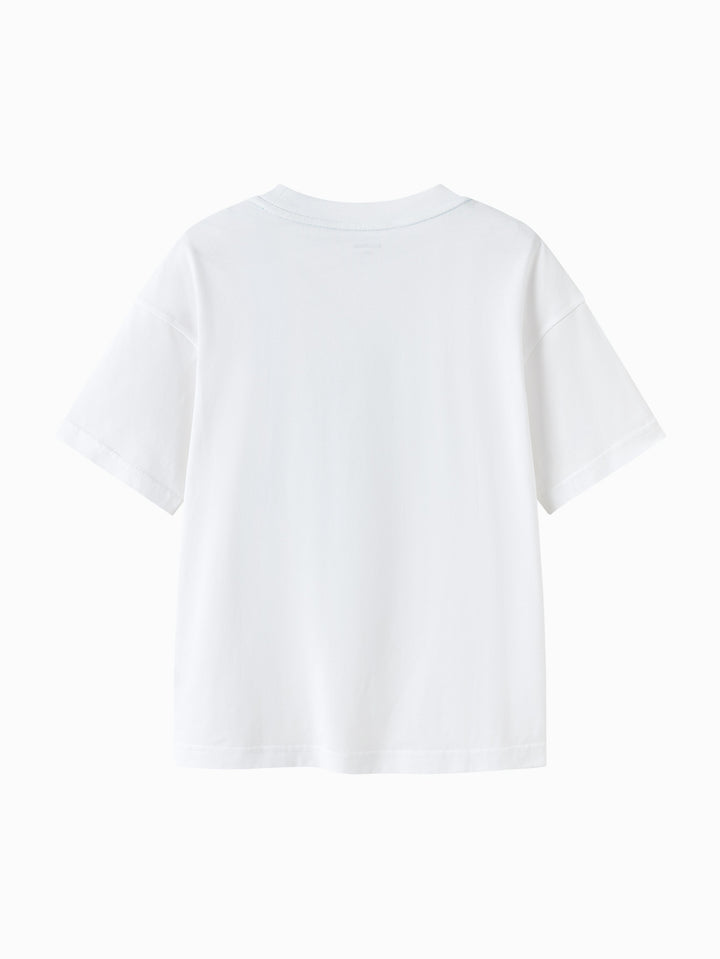 Raw White Kids Boy Round V-Neck Short-Sleeved T-Shirt