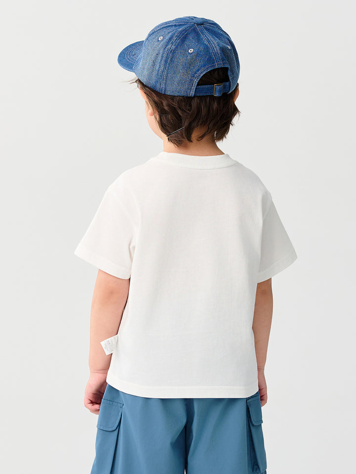 Raw White Baby Boy Round V-Neck Short-Sleeved T-Shirt