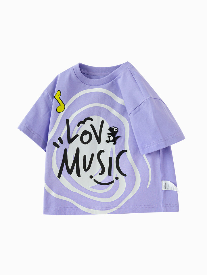 Purple Baby Boy Round V-Neck Short-Sleeved T-Shirt