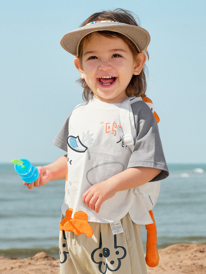 Pink Gray Baby Unisex Round V-Neck Short-Sleeved T-Shirt